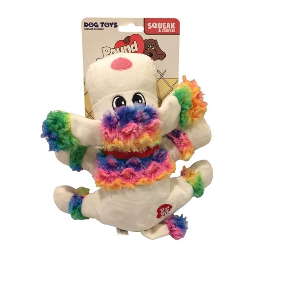POUND PUPPIES Rainbow Squeak Crinkle 9" Plush Dog Toy - Picture 2 of 4